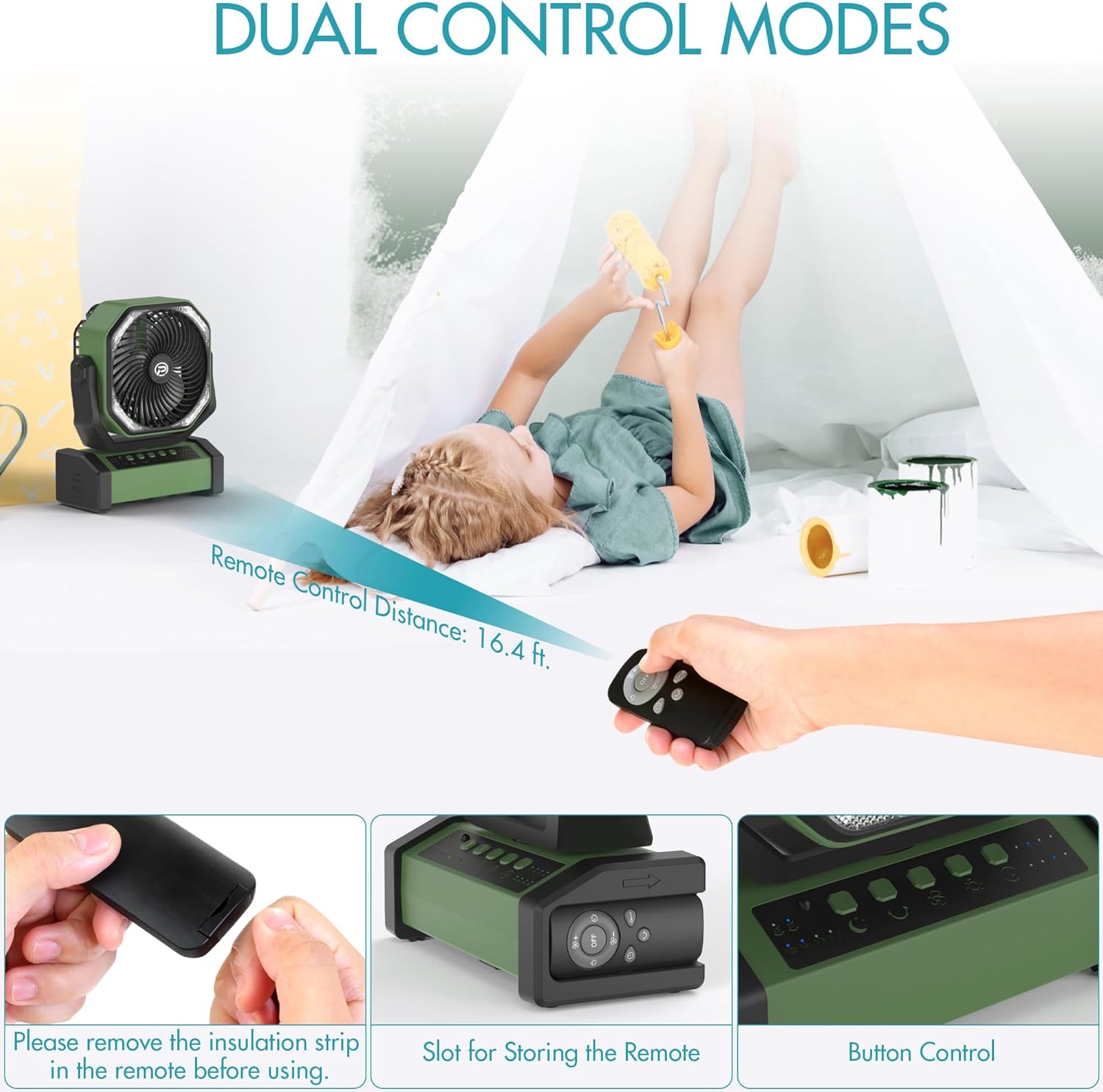 PANERGY Ventilador de camping portátil con linterna LED, ventilador USB...