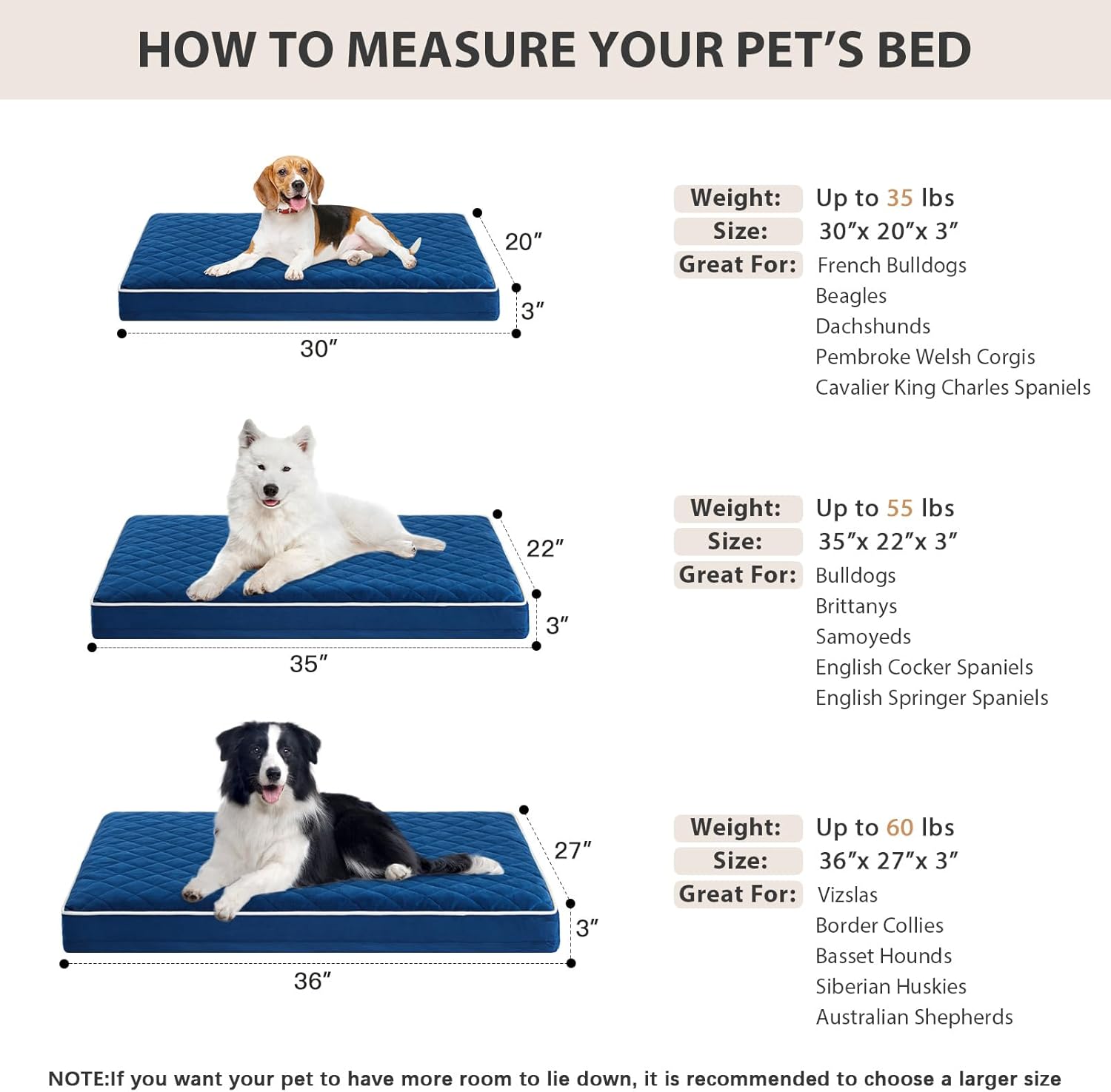 WNPETHOME - Camas ortopédicas para perros grandes, impermeable, con funda...