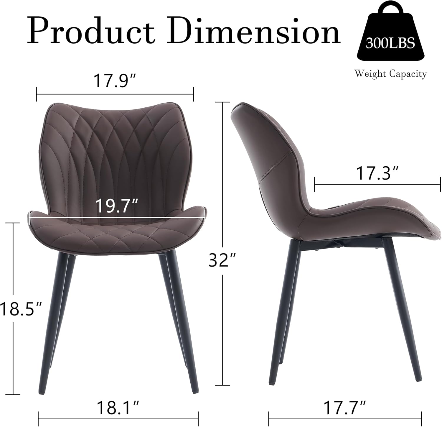 YOUNIKE Juego de 2 sillas de comedor, sillas de comedor tapizadas de cuero,...