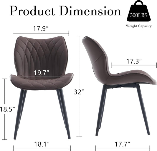YOUNIKE Juego de 2 sillas de comedor, sillas de comedor tapizadas de cuero,...