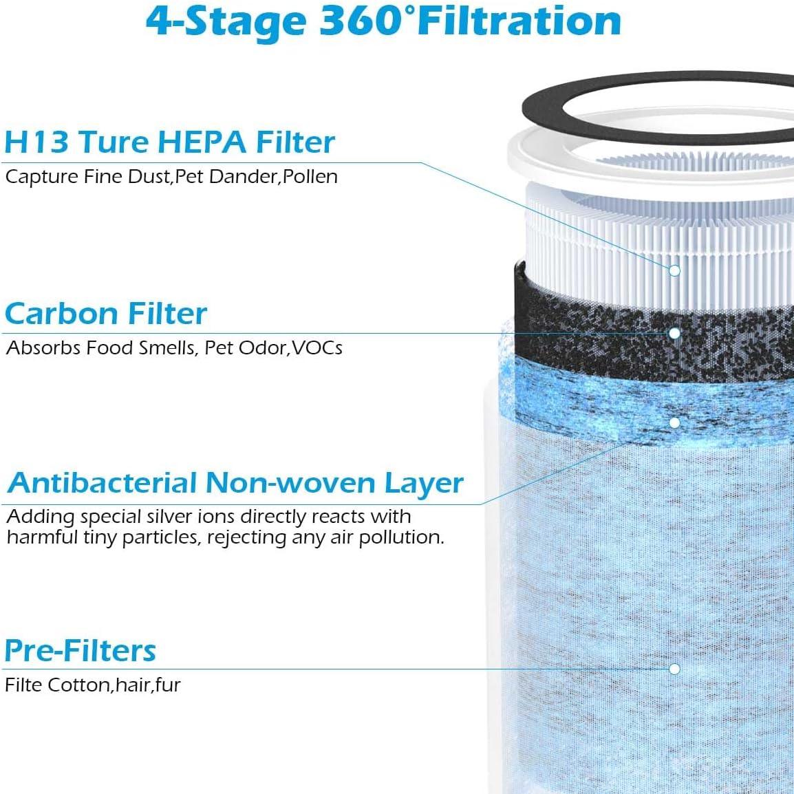 H13 True HEPA Filtro de aire especial de repuesto con filtro de carbón activado