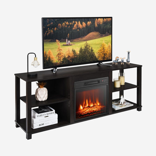 SIMOE Soporte de TV con chimenea de 59 pulgadas, soporte de TV con chimenea...