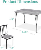 Juego de 5 muebles de mesa de comedor rectangulares modernos de metal y madera