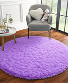 Alfombra redonda morada de 4 pies para dormitorio, habitación de niños y niñas,...