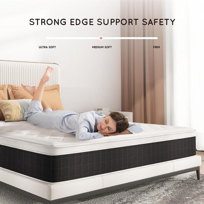 Colchón tamaño King, cama híbrida europea superior de 10 pulgadas en una caja,