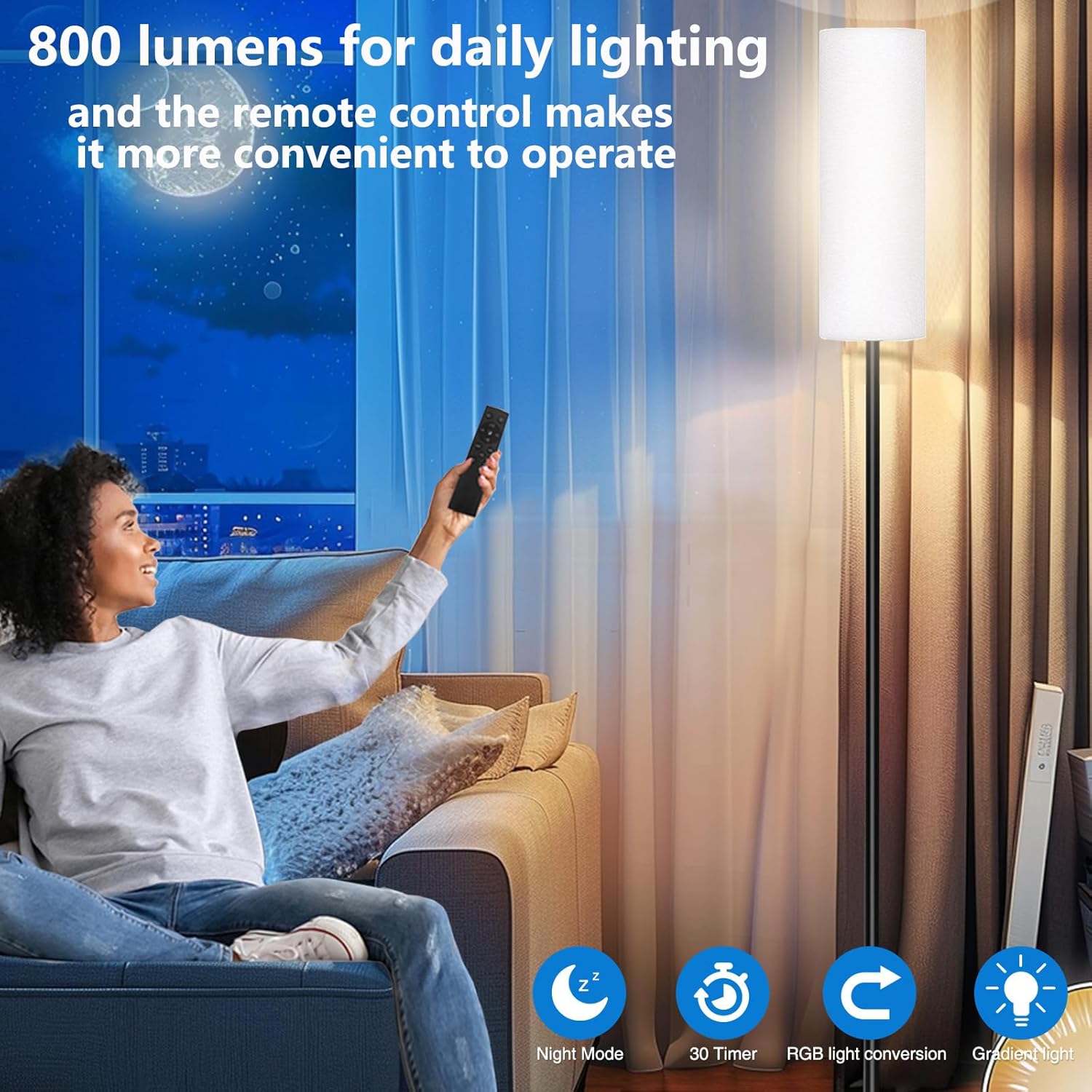 Lámpara De Pie LED Inteligente Con Control De Aplicación Y Colores RGB, Bombilla De 9 W Incluida