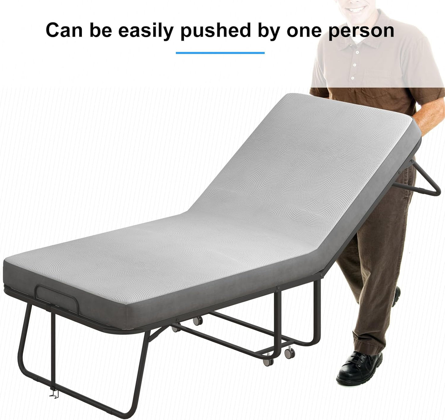 Cama plegable con colchón para adultos, camas de invitados plegables portátiles