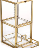 Hipiwe Soporte Qtip de vidrio dorado con tapa, 2 compartimentos, bolas de...