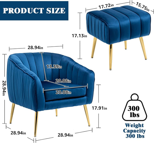 LETESA Silla decorativa moderna, otomana con brazo de barril con juego otomano...