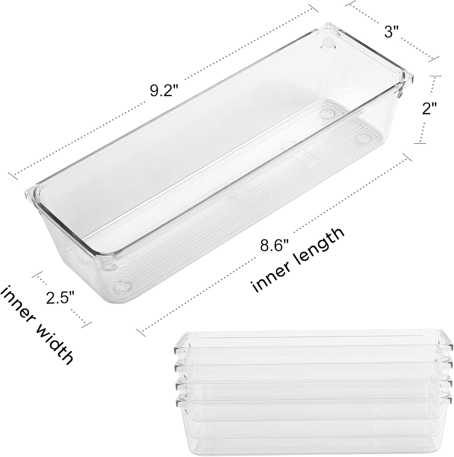 LotFancy Paquete de 8 organizadores de cajones de plástico transparente,...