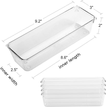 LotFancy Paquete de 8 organizadores de cajones de plástico transparente,...