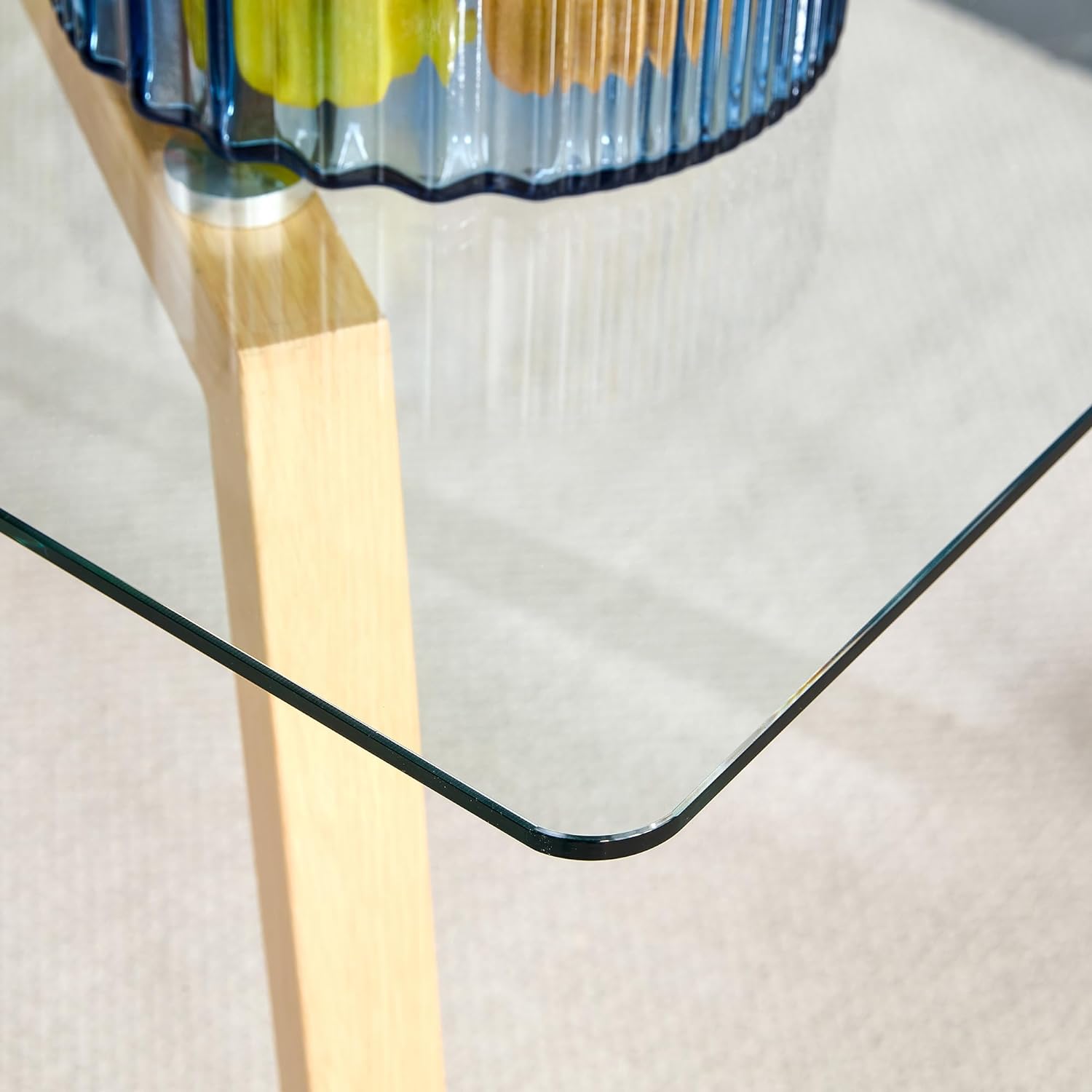 Mesa de comedor de cristal, transparente