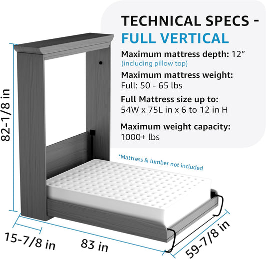 Create-A-Bed Kit de cama Murphy Deluxe de tamaño completo, vertical