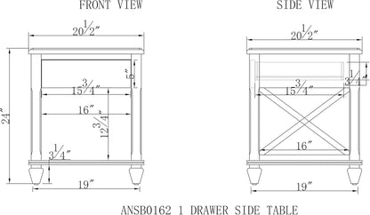 Alaterre Furniture Stockbridge - Mesa auxiliar cuadrada de madera con cajón de...