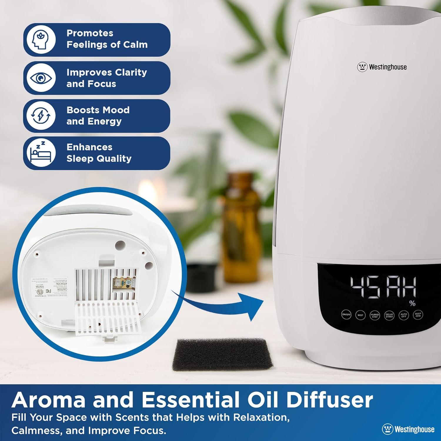 Westinghouse Humidificador ultrasónico digital de niebla fría para dormitorios,