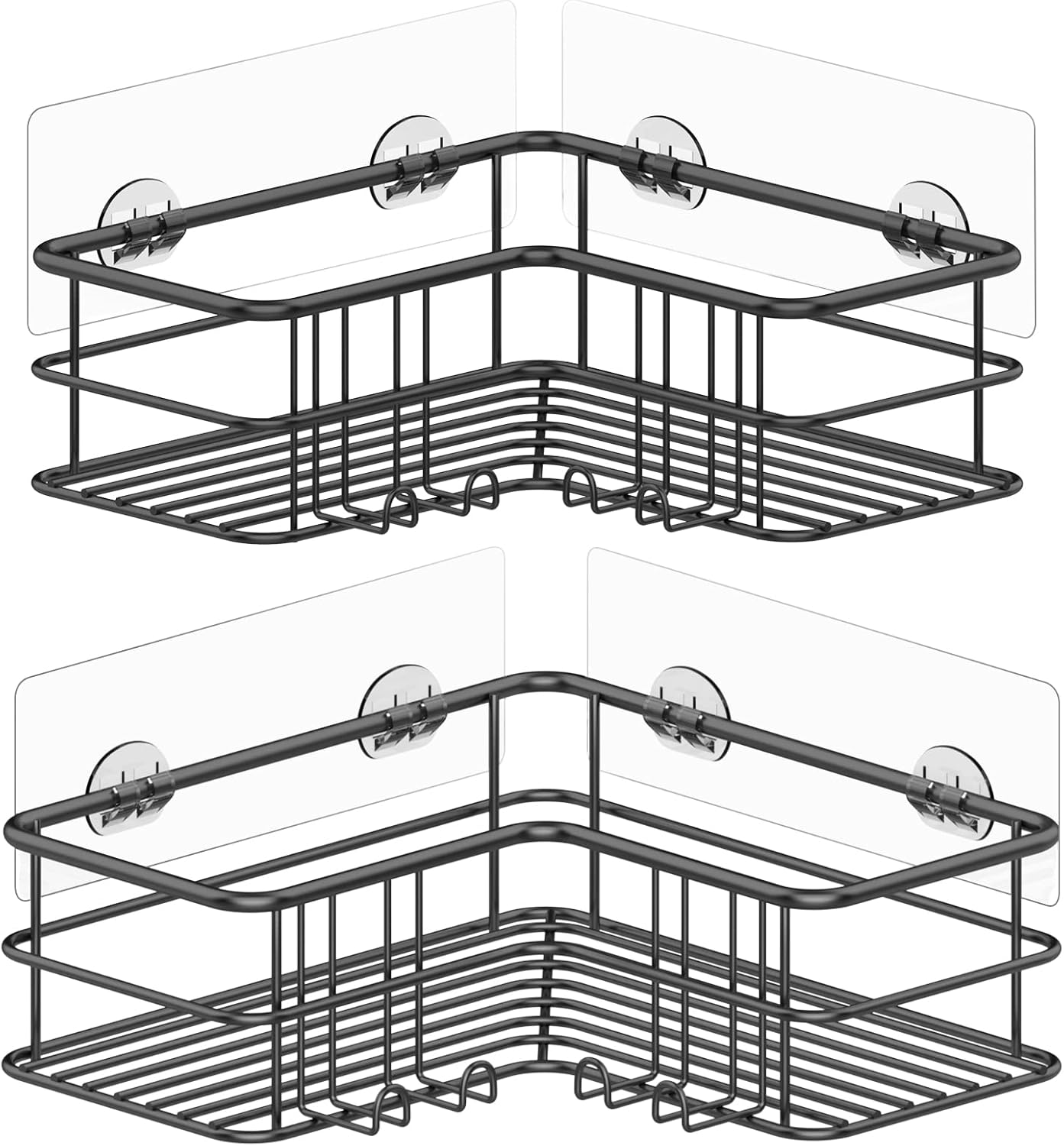 Menbyci Organizador de ducha negro esquinero para baño, accesorios...