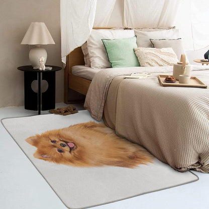 Pomeranian Alfombra de 3 x 4 pulgadas, alfombra para perro, alfombra lavable