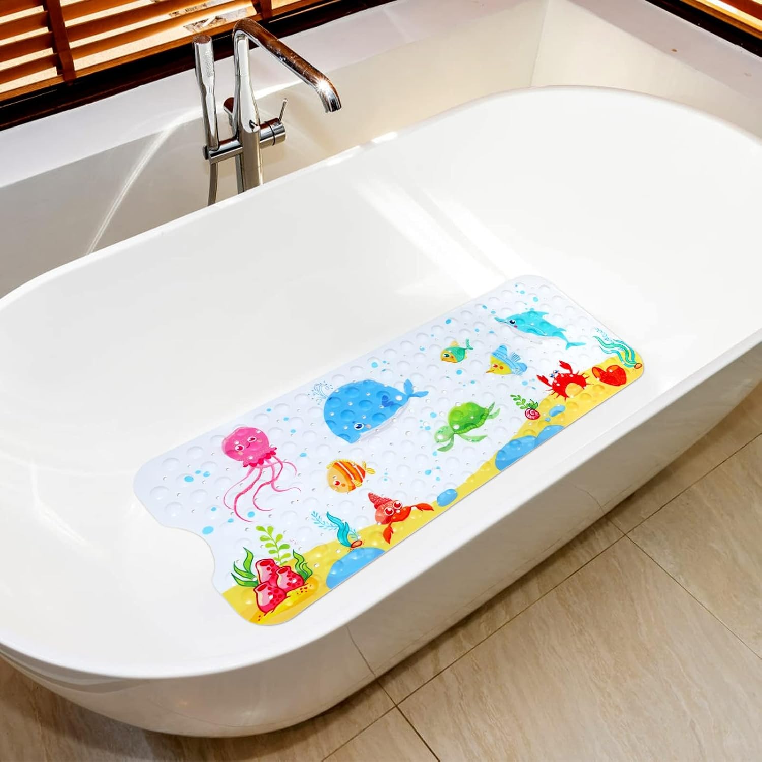 Alfombra de baño antideslizante para niños, 40 x 16 pulgadas, grande, de...
