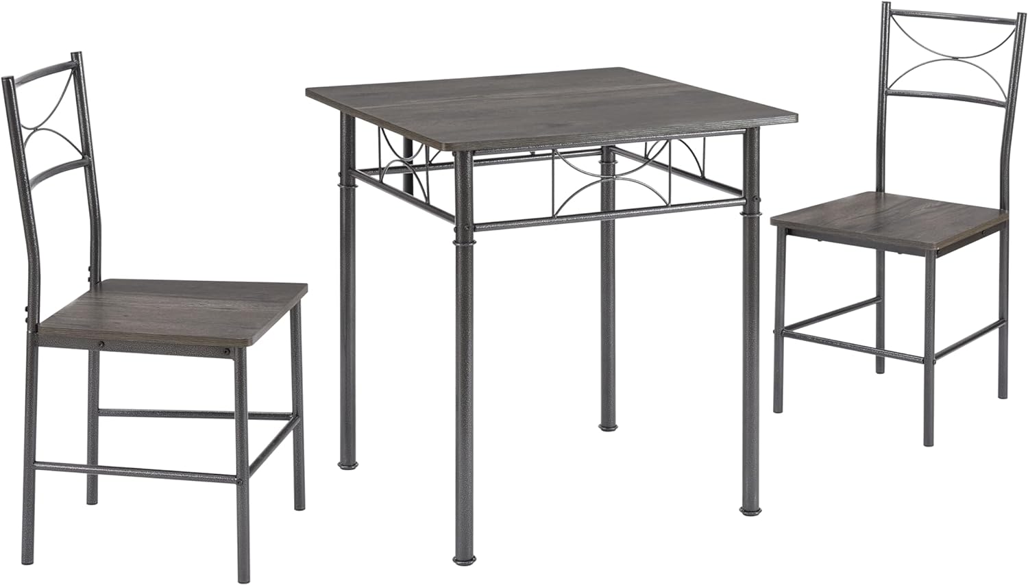 Juego de muebles de mesa de comedor cuadrados modernos de metal y madera de 3