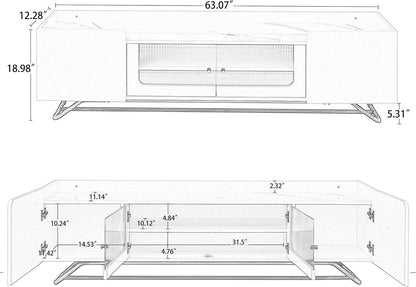 Merax Soporte de TV de diseño elegante con vidrio estriado y base de marco...