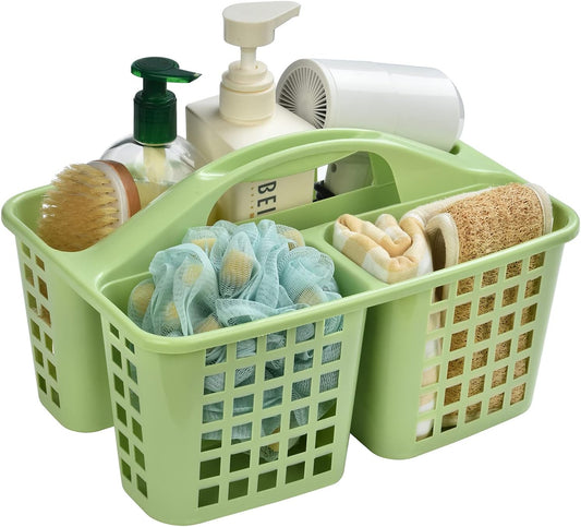 Haundry Cesta de ducha de plástico con 3 compartimentos, organizador portátil...