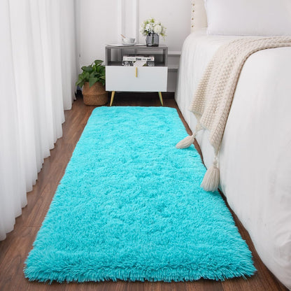 Alfombra de pasillo verde azulado para dormitorio, 2 x 6 pies, alfombra de área