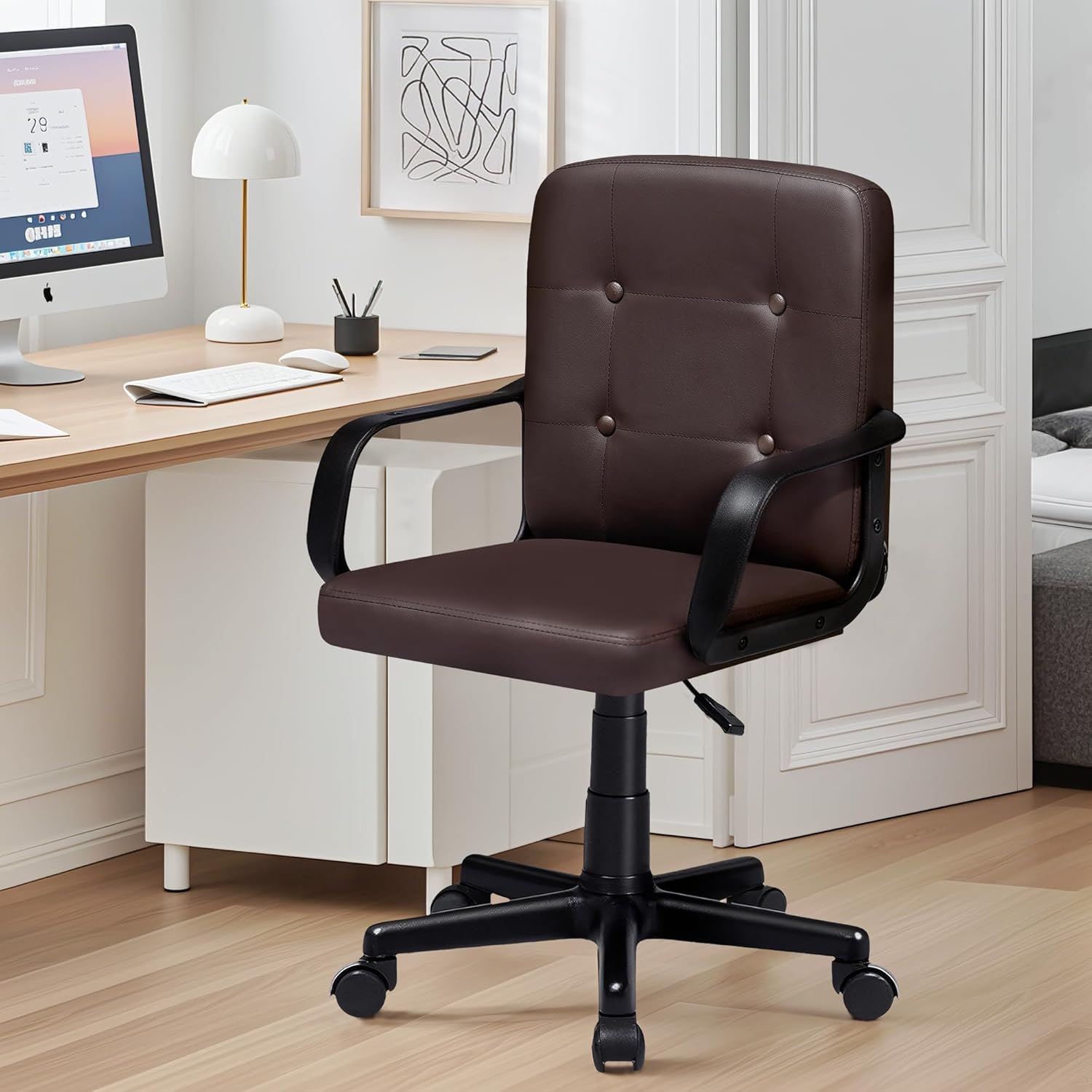 VECELO Silla de escritorio para oficina en casa con reposabrazos, respaldo...