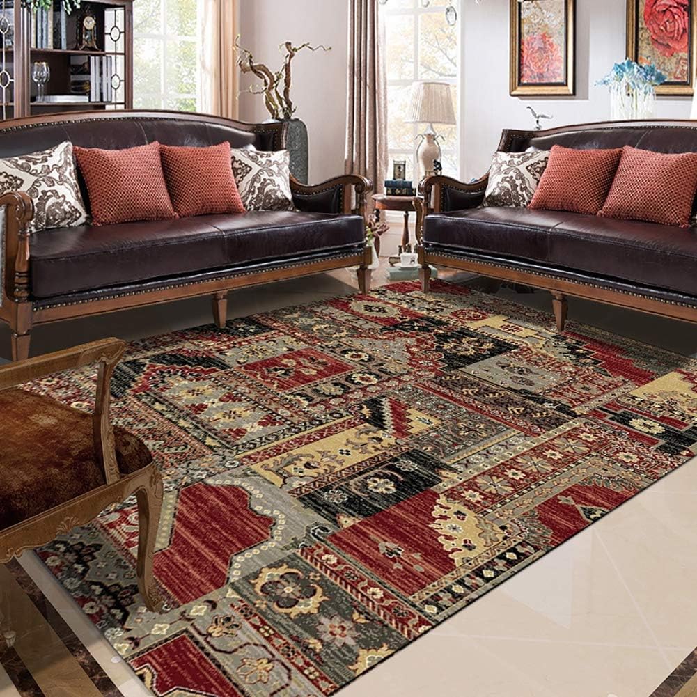 Alfombra de estilo nórdico con estampado geométrico floral para sala de estar,...