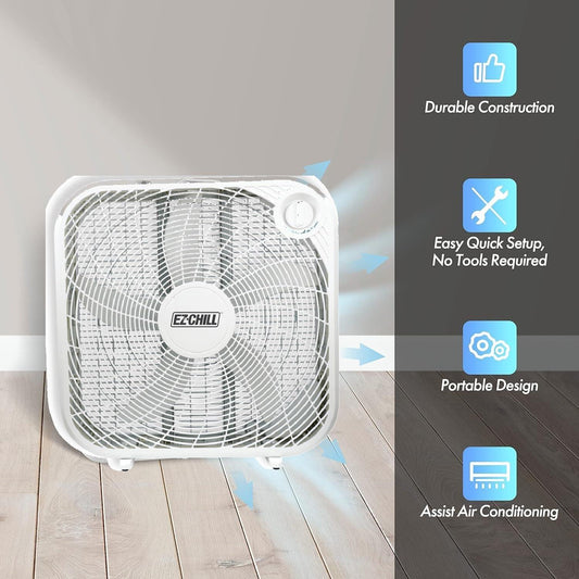 Ventilador de caja de 3 velocidades de 20" con asa de transporte para