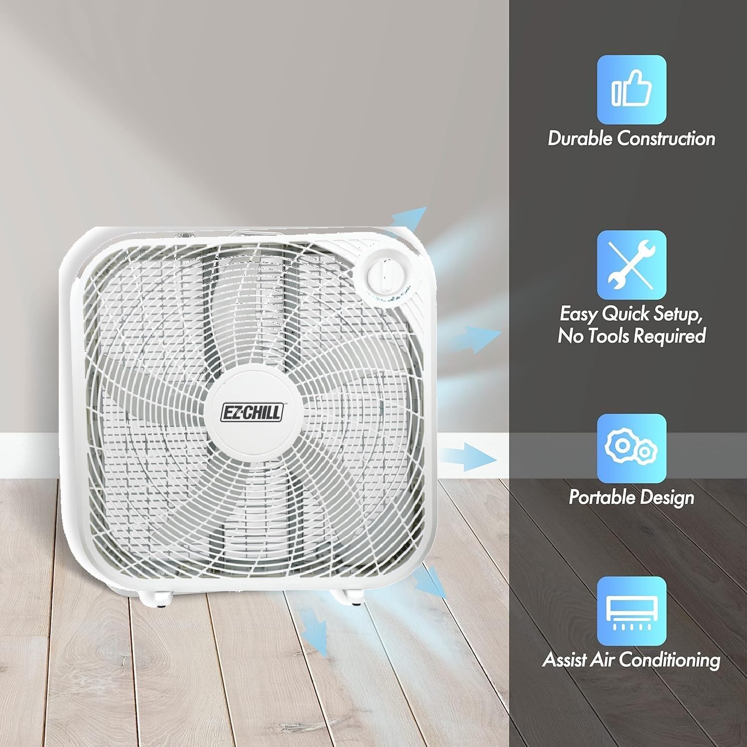 EZ-CHILL Ventilador de caja de 20 pulgadas, ventilador de ventana de...