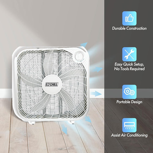 EZ-CHILL Ventilador de caja de 20 pulgadas, ventilador de ventana de...
