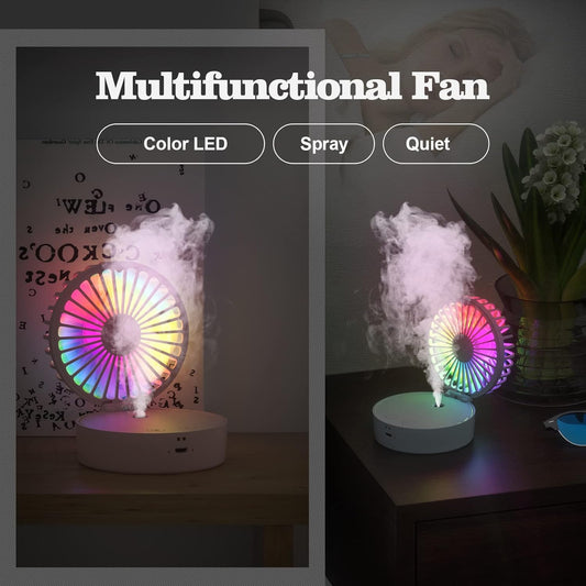 Mini ventilador de escritorio, ventilador de nebulización portátil 3 en 1,...