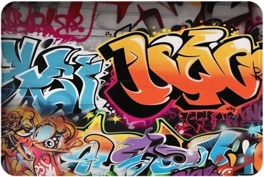 Alfombra de baño con estampado de graffiti hip hop, alfombra de franela suave