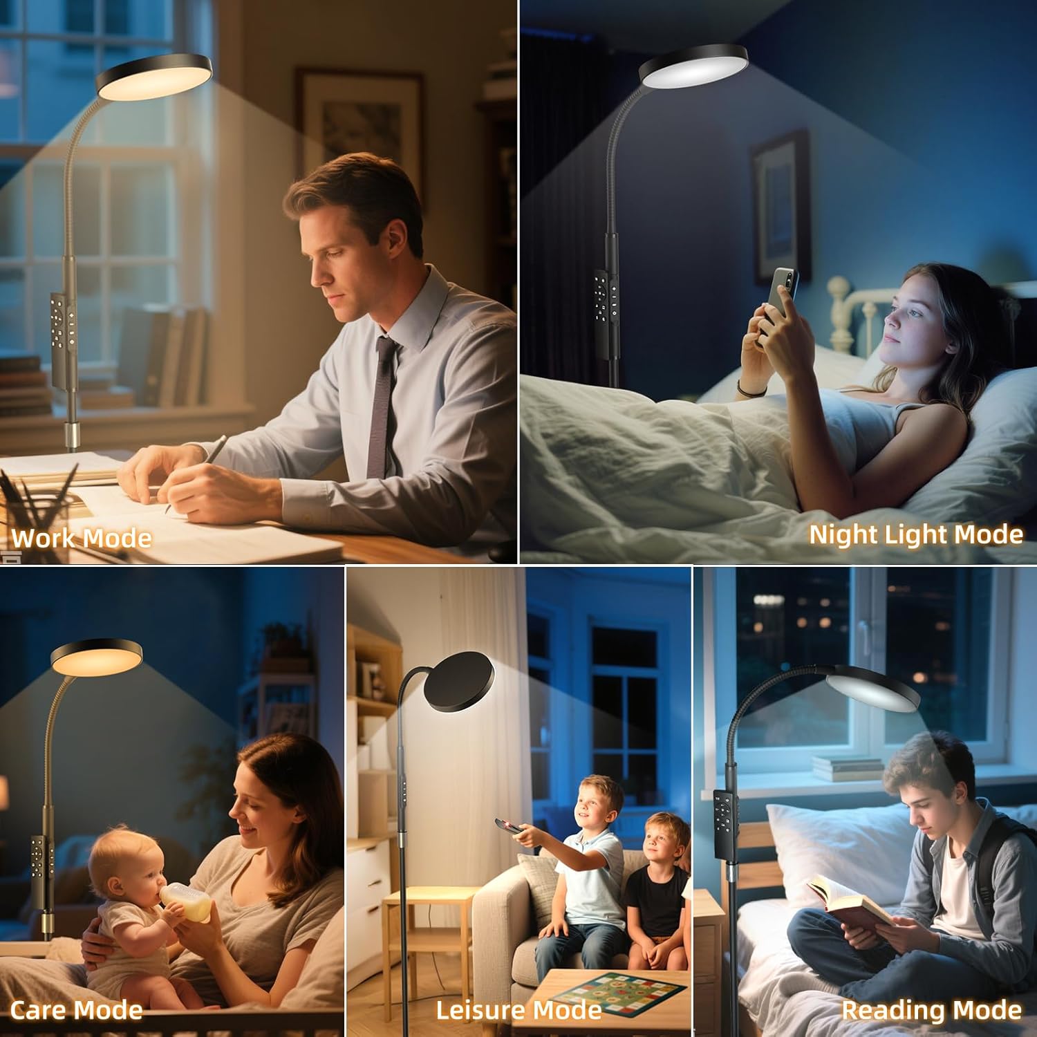 Lámpara De Pie De Altura Ajustable Para Sala De Estar, Dormitorio, 120 LED Súper Brillante