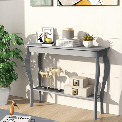 Mesa de consola estrecha, mesa de sofá elegante, mesa de entrada, gris