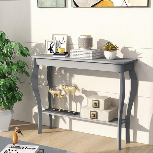 Mesa de consola estrecha, mesa de sofá elegante, mesa de entrada, gris