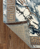 United Rugs HADBA Marble Collection - Alfombra azul de 5 x 7 pies, diseño...