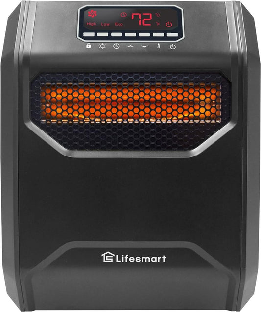 LifeSmart Calentador infrarrojo de 1500 vatios con control remoto y pantalla...