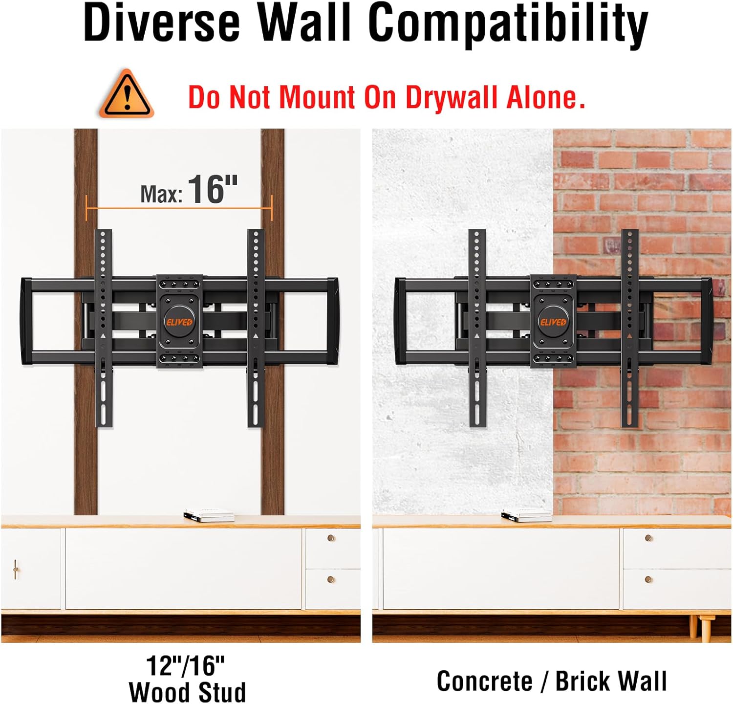 ELIVED Soporte de pared para TV con certificación UL para la mayoría de...