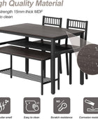 Juego de mesa de comedor para 4, mesa de cocina con 2 sillas y 1 banco, juego