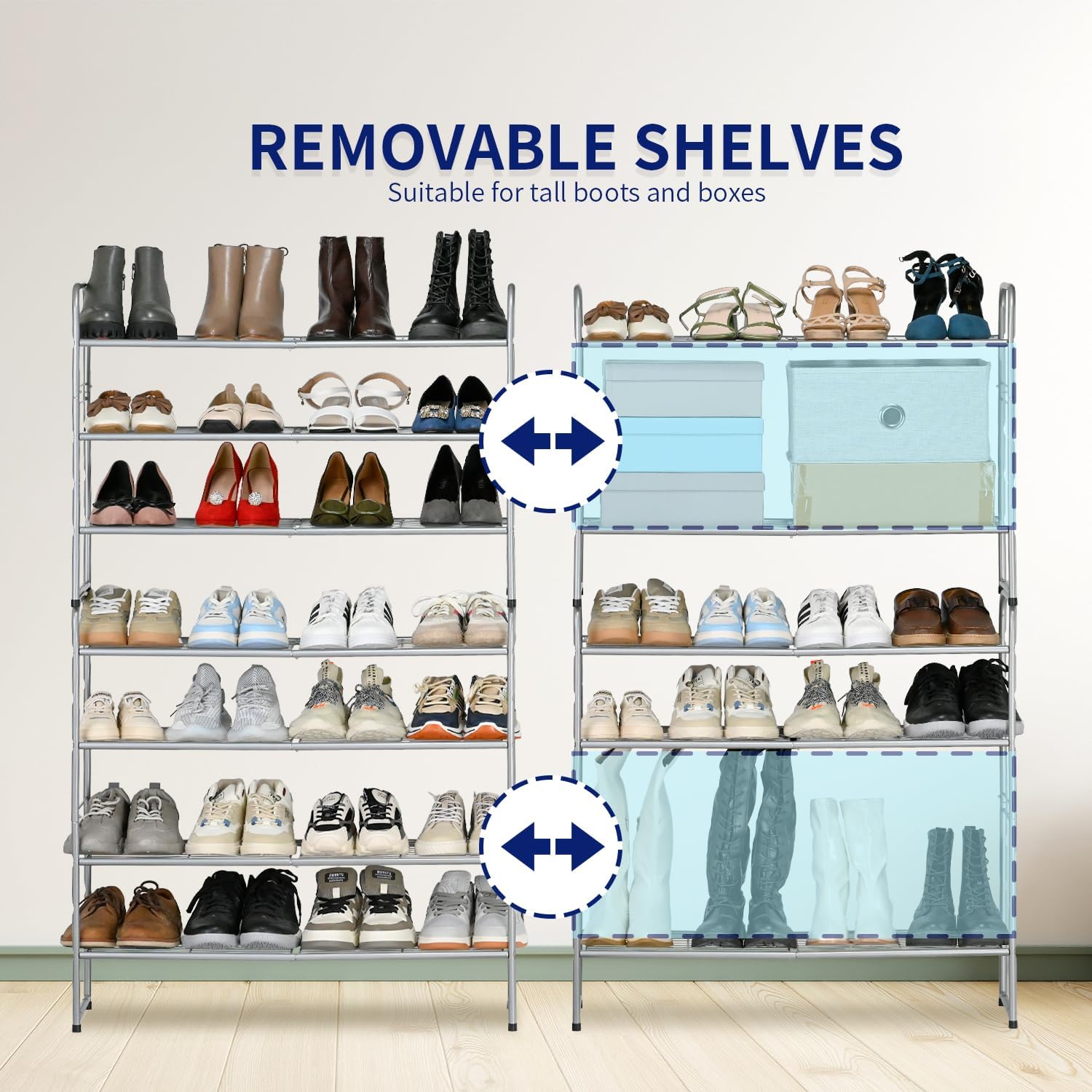 SUFAUY Estante para zapatos apilable de 4 niveles, zapatero para entrada, con