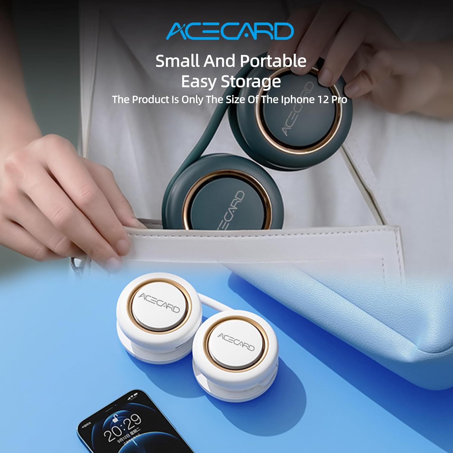 Portable Neck Fan  Bladeless Hanging Neck Fan Rechargeable  Hands Free Personal...