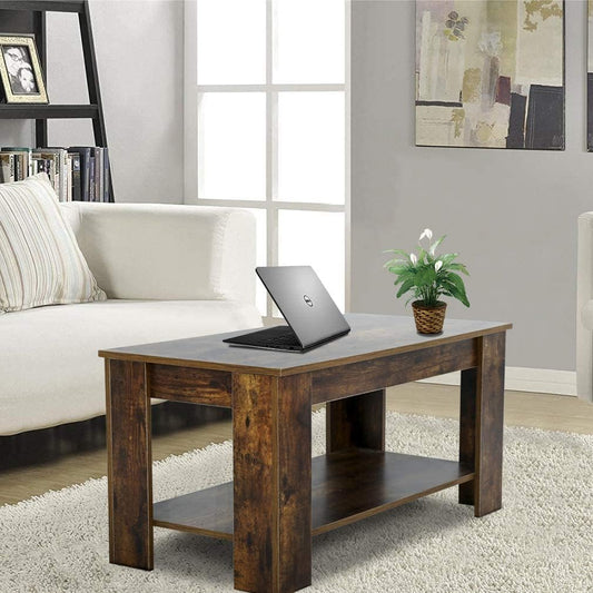 BestOffice Mesa auxiliar elevable con compartimento oculto y estante inferior,...