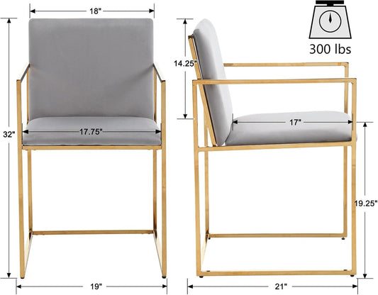 VESCASA Sillas de comedor de terciopelo con patas de metal dorado, sillas de...