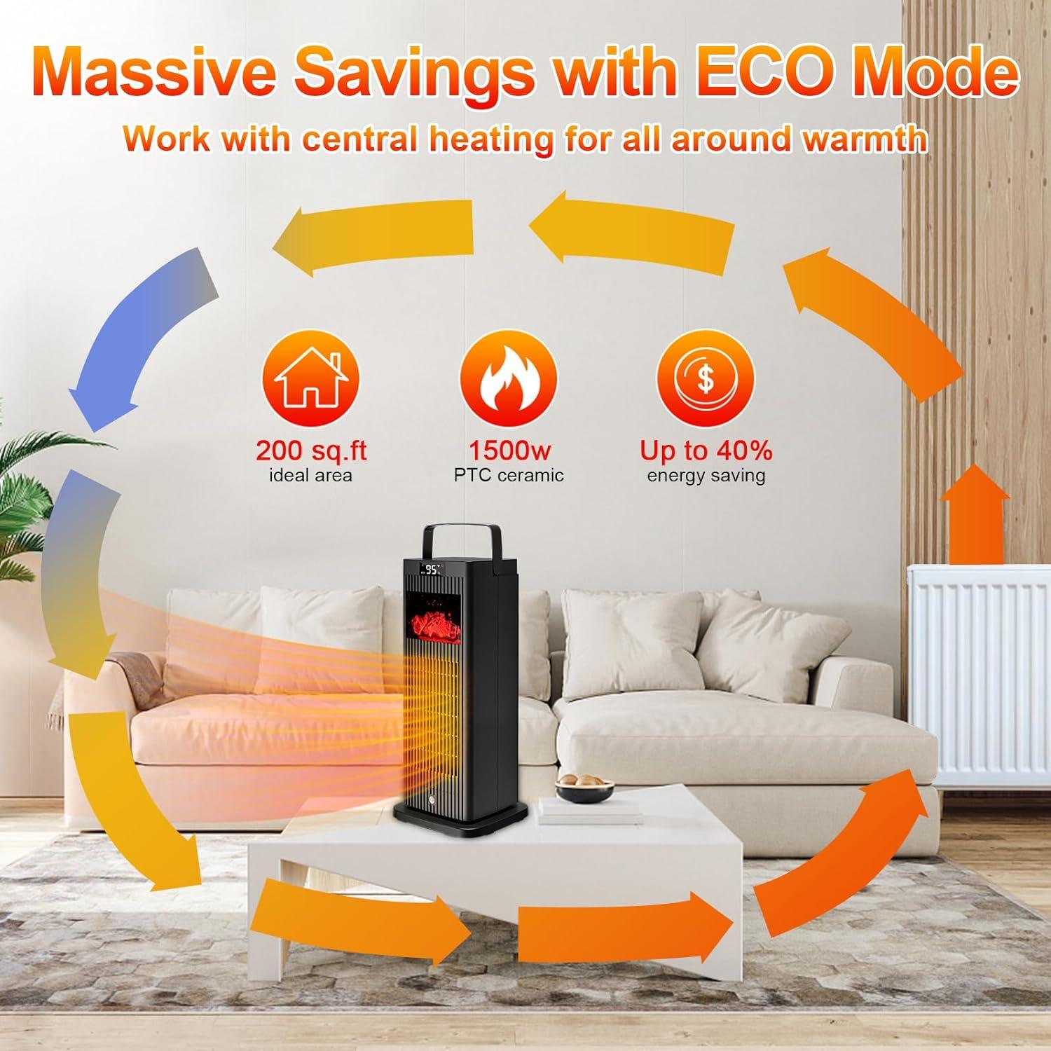 Space Heater 2024 New Version, Space Heater Indoor with Infrared Sensor & Mini