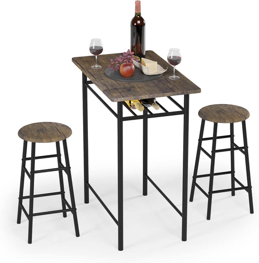 Mesa de bar con 2 taburetes de bar juego de mesa de comedor de pub mostrador de
