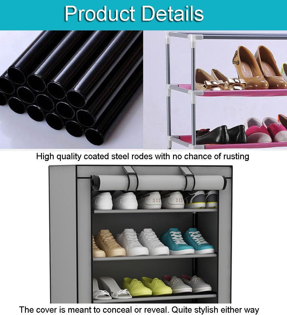 udear 10 tier organizador de zapatos portable y ajustable resistente con...