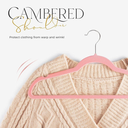Premium Velvet Hangers, Non-Slip Thin Flocked Felt Hangers, Sturdy Clothes
