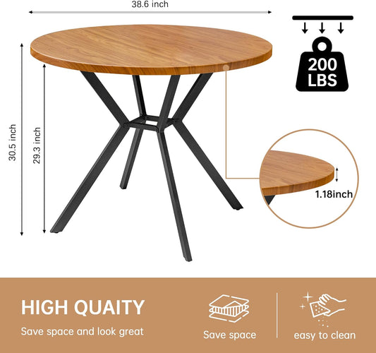 Mesa de comedor redonda de nogal para 4-6 personas, mesa de comedor redonda