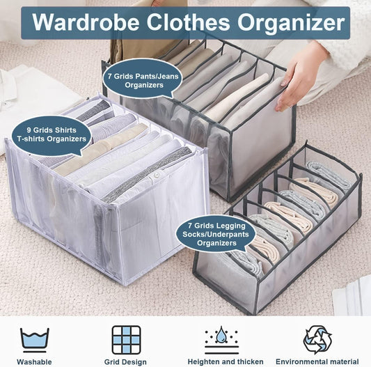 KesaPlan Organizador de ropa de armario de 3 piezas, 779 rejillas visibles